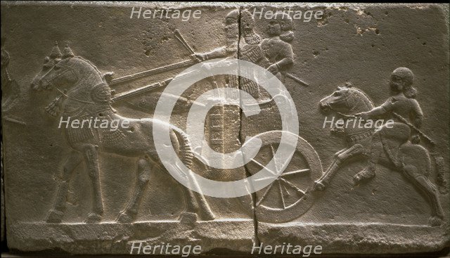 Chariot and cavalryman, 8th cen. BC. Artist: Assyrian Art  