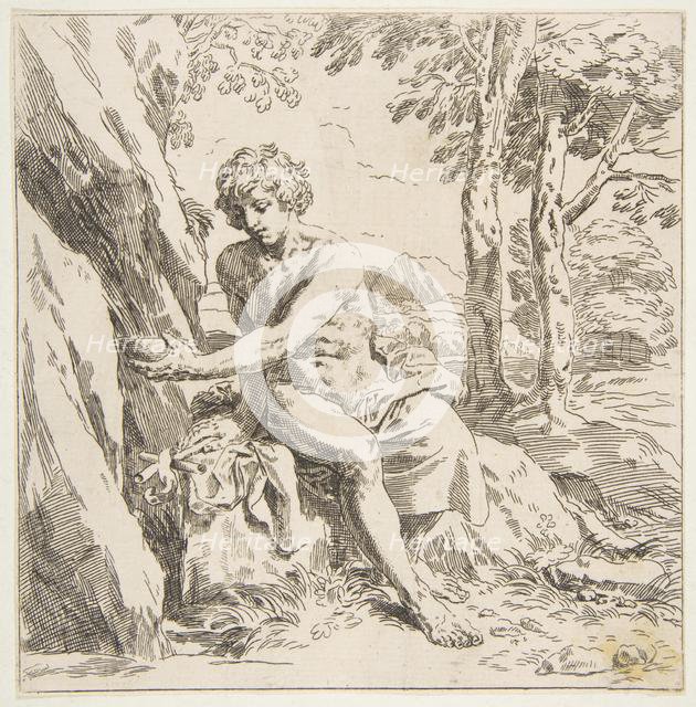 Saint John the Baptist in the desert, copy in reverse after Cantarini, ca. 1637-1639 or after. Creator: Unknown.