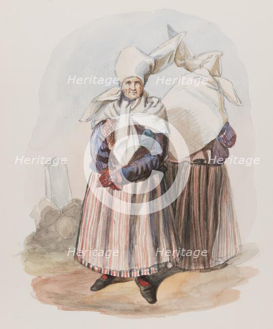 Apparel - Woman front and back. Östergötland, Finspång, Skedevi. (c1860s). Creator: Vilhelm Wallander.