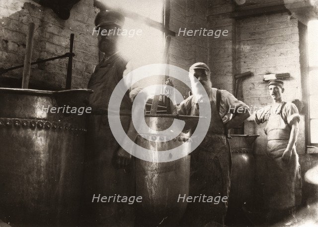 Men standing over boiling vats, Rowntree Cocoa Works, York, Yorkshire, 1900. Artist: Unknown