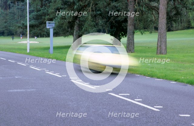 Speed Camera and road markings. Artist: Unknown.