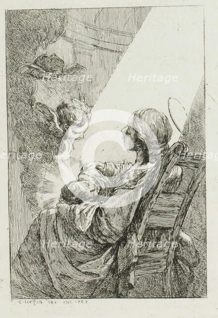 The Virgin Mary Cradling the Baby Jesus, 1764. Creator: Charles Hutin.