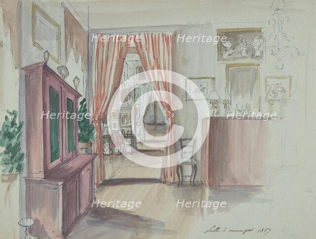 Drawing of an Interior: Salle à manger, 1857. Creator: Anon.