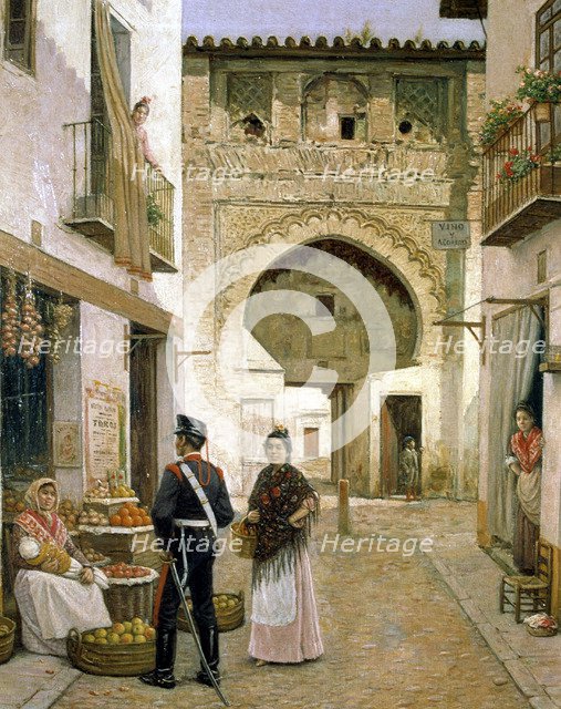 Greengrocer in Granada', oil by Joaquín Turina.