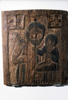 Coptic Wood Panel, Joseph carrying the Infant Jesus, 6th-7th century. Artist: Unknown.