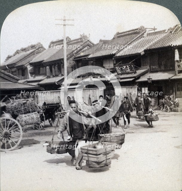 Coolies, street scene in Tokyo, 1896. Artist: Underwood & Underwood