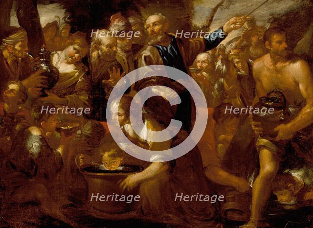 Moses Striking the Rock, 1630. Creator: Gioacchino Assereto.