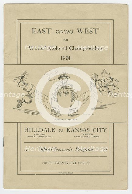Souvenir programme for 1924 World's Colored Championship, 1924. Creator: Lemaitre.
