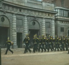 Changing the Guard at the Palace, Stockholm, Sweden, late 19th-early 20th century. Creator: Fradelle & Young.