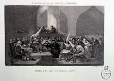  'Court of the Inquisition', engraving from the Calcografía Nacional made from a painting by Fran…