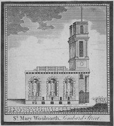 Church of St Mary Woolnoth from the north, City of London, 1770. Artist: Anon