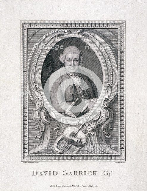 Oval portrait of David Garrick, 1776. Artist: J Collyer