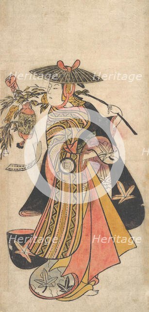 Actor Sanogawa Ichimatsu (1722-1763) as a Courtesan during the Tanabata Festival, ca. ..., ca. 1730. Creator: Okumura Toshinobu.