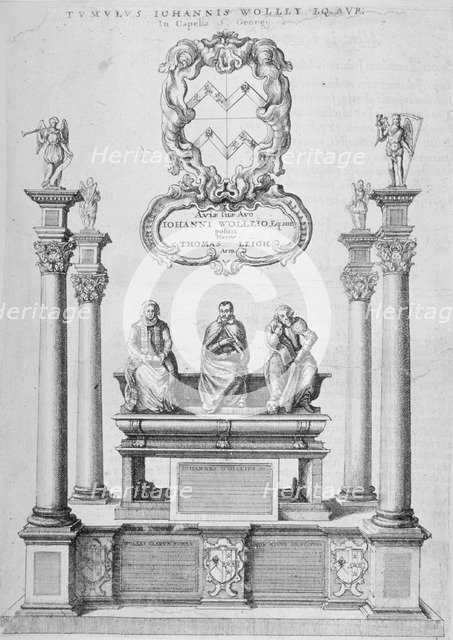 Monument of Sir John Woolley in old St Paul's Cathedral, City of London, 1656. Artist: Wenceslaus Hollar
