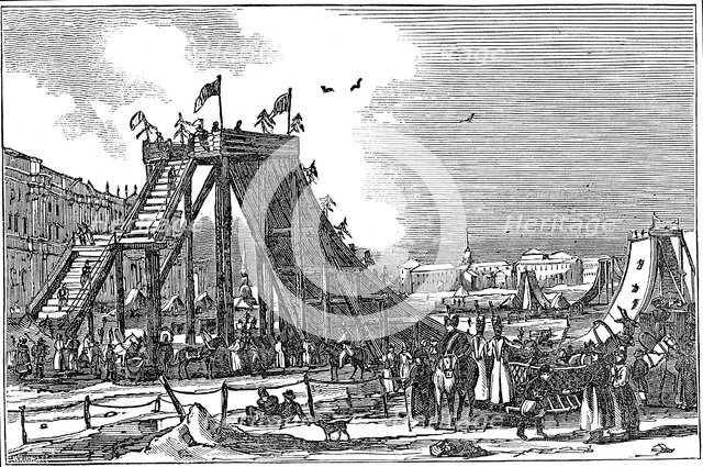 'Ice Mountain', artificial sledge run, Russia, 1833. Artist: Unknown