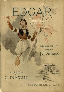 Cover of the libretto for the opera "Edgar" by Giacomo Puccini, 1888. Creator: Zuccarelli, Giovanni (1846-1897).