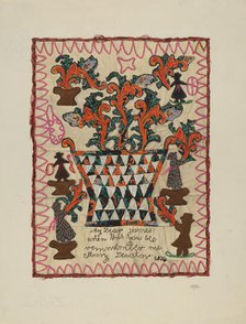 Applique Linen Panel, 1935/1942. Creator: Beverly Chichester.