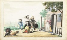 Couple greet a lady at the door of a country house, 1659. Creator: Gesina ter Borch.