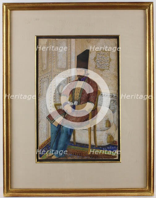 Portrait of 'Ali Quli Mirza, I'tizad al-Saltana, dated A.H. 1273/A.D. 1856-7. Creator: Abu'l Hasan Ghaffari.