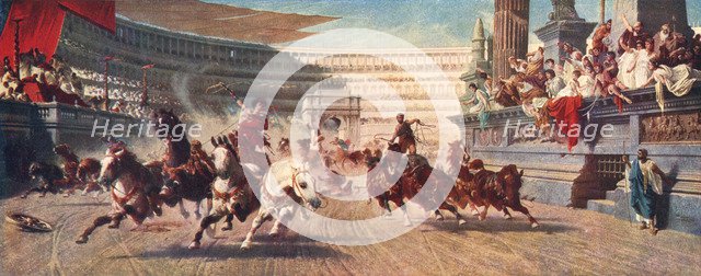 A Roman chariot race, The Circus Maximus, 20th century. Artist: Unknown
