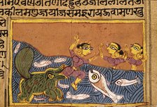 A Dolphin (Shishumara) Attacks a Woman, Folio from a Yashodhara Charita (Life of Yashodhara), 1454. Creator: Unknown.