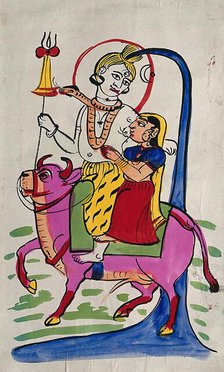 Shiva and Parvati on Nandi bull. Creator: Unknown.