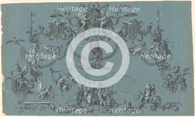 Arabesques with Frolicking Putti, Animals, and Jesters, c. 1750. Creator: Unknown.