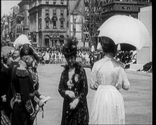 Queen Alexandra Shaking Hands With Male Officers Next to Queen Mary, 1921. Creator: British Pathe Ltd.