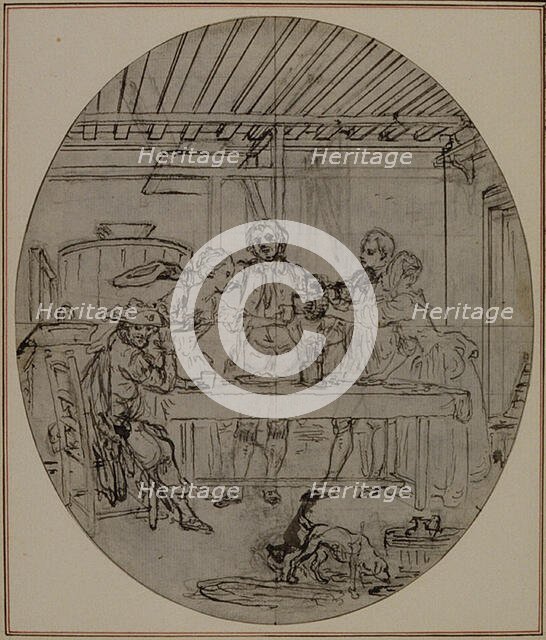 Study for a second edition, never published, of Colle's "La Partie de Chasse de Hen..., before 1766. Creator: Hubert Francois Gravelot.