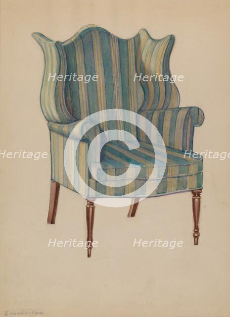 Chair, Wing, Turned Front Legs, c. 1936. Creator: George Loughridge.