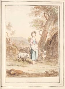 Florentine Shepherdess, leaf from 'A Collection of Dresses by David Allan Mostly from Nature', 1776. Creator: David Allan.