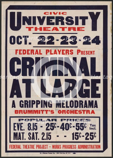 Criminal At Large, Syracuse, NY, [193-]. Creator: Unknown.