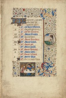 January Calendar Page: Feasting: Aquarius; Book of Hours, about 1440-1450. Creator: Workshop of the Bedford Master.