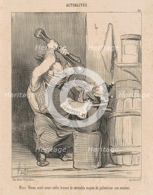 Mimi Vèron croit avoir trouvé..., 1850.  Creator: Honore Daumier.
