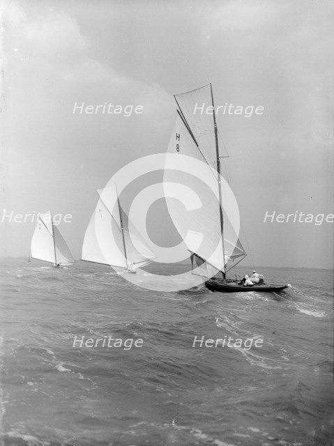 The 6 Metre class 'The Truant', 'Antwerpia IV' and 'Spero', 1912. Creator: Kirk & Sons of Cowes.