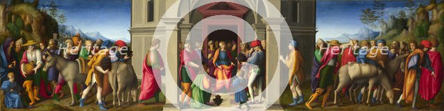 Joseph receives his Brothers , ca 1515. Creator: Bacchiacca, Francesco (1494-1557).