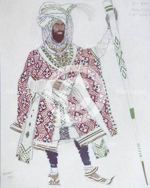 Costume design for the Ballet Blue God by R. Hahn, 1912. Artist: Bakst, Léon (1866-1924)