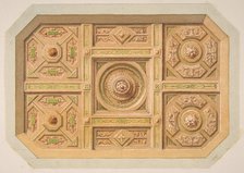 Design for a paneled ceiling with painted decoration, 19th century. Creators: Jules-Edmond-Charles Lachaise, Eugène-Pierre Gourdet.