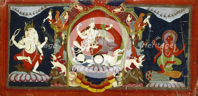 Cover of a Shakta Manuscript with Uma-Maheshvara, 1810. Creator: Unknown.