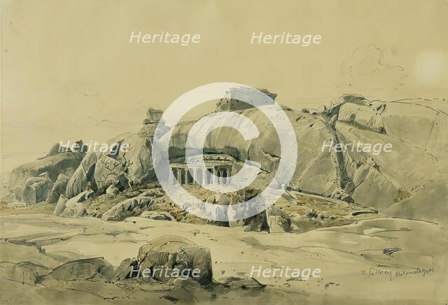 Rock temple of Mamallapuram (Mahamaleipur), India, 1858. Creator: Joseph Selleny.