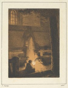 Children Holding a Candle in a Church, 1818. Creator: Jean-Baptiste Isabey.