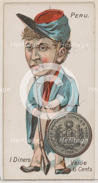 Peru, 1 Dinero, from the series Coins of All Nations (N72, variation 1) for Duke brand cig..., 1889. Creator: Unknown.