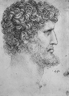 'Profile to the Right of an Bearded Man', c1480 (1945). Artist: Leonardo da Vinci.