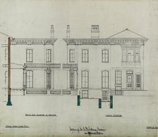 Joseph H. Lathrop House Addition, Elmhurst, Illinois, Elevations and Section, c. 1870. Creator: Bauer & Loebnitz.