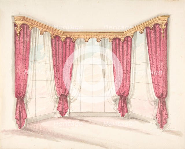 Design for Red Curtains with a Gold Pelmet, early 19th century. Creator: Anon.