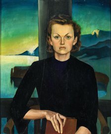 Portrait of a Lady in Front of a Lake Landscape, c1930. Creator: Reyl-Hanisch, Herbert von (1898-1937).