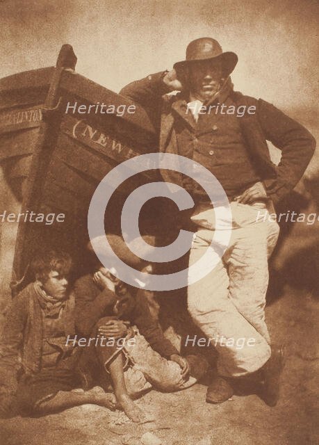 James Linton and Three Boys, Newhaven, 1843/47, printed c. 1916. Creators: David Octavius Hill, Robert Adamson, Hill & Adamson.