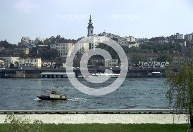 View across the river Sava to the Old Town in Belgrade, 19th century. Artist: Unknown
