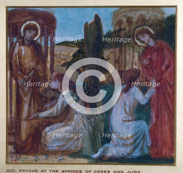 Cupid and Psyche - Study for the Palace Green Mural - Psyche at the Shrines of Ceres and Juno, 1872. Creator: Sir Edward Coley Burne-Jones.