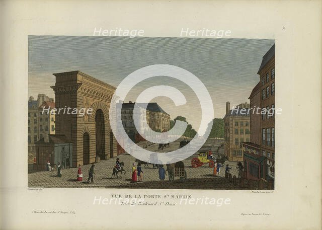 Vue de la Porte Saint-Martin, prise du boulevard Saint-Denis, 1817-1824. Creator: Courvoisier-Voisin, Henri (1757-1830).